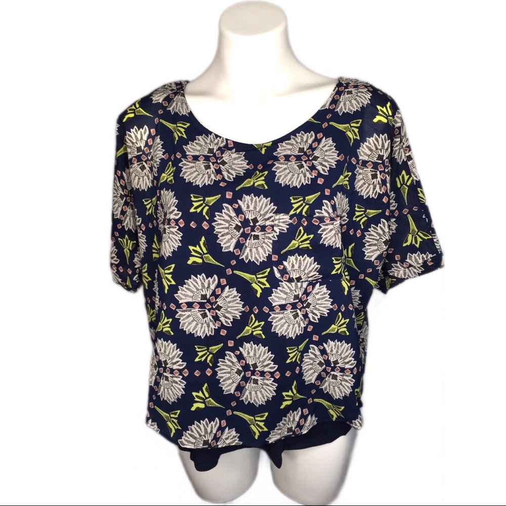 Anthropologie Meadow Rue Zane blue layered top